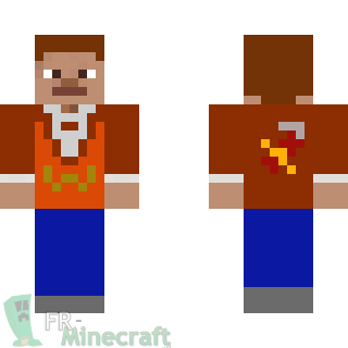 Aperçu de la skin Minecraft Garcon avec t-shirt orange