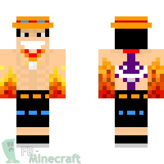 Aperçu de la skin Minecraft Ace aux poings ardents - One piece