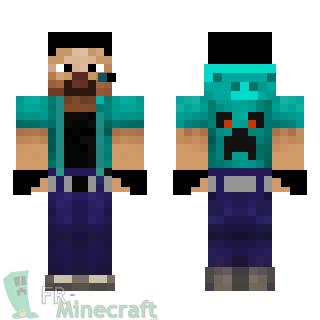 Aperçu de la skin Minecraft Steve avec micro