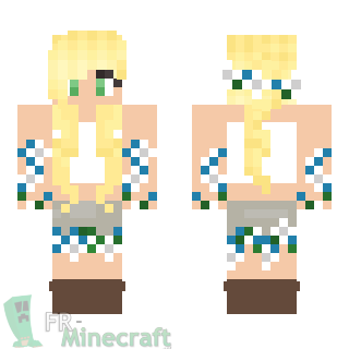 Aperçu de la skin Minecraft Fille Blonde Tenue Florale été