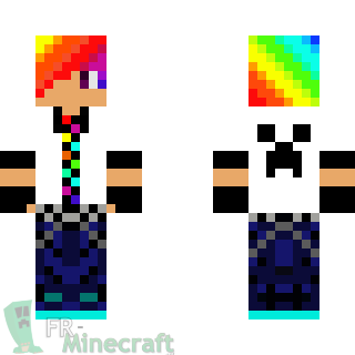 Aperçu de la skin Minecraft Garçon au cheveux arc-en-ciel