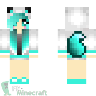 Aperçu de la skin Minecraft Fille loup cyan