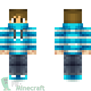 Aperçu de la skin Minecraft Homme en bleu et blanc