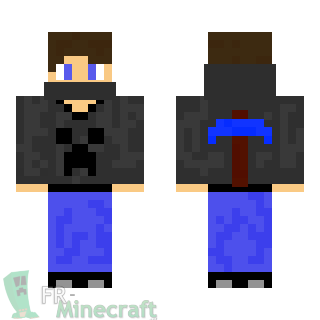 Aperçu de la skin Minecraft Garçon pull gris motif creeper