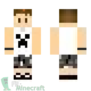 Aperçu de la skin Minecraft Garçon débardeur motif creeper