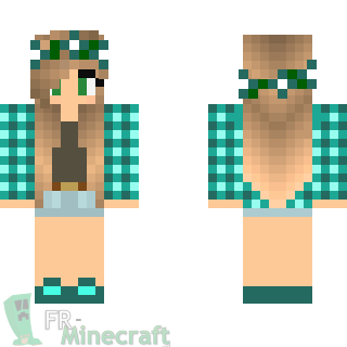 Aperçu de la skin Minecraft Fille chemise bleu