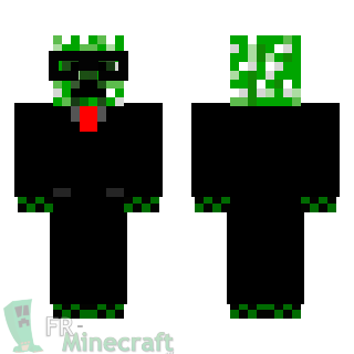 Aperçu de la skin Minecraft Creeper en costume et lunettes