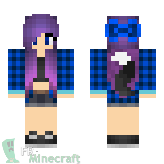 Aperçu de la skin Minecraft Fille louve cheveux violets