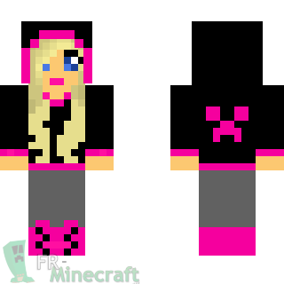 Aperçu de la skin Minecraft Fille en noir et rose