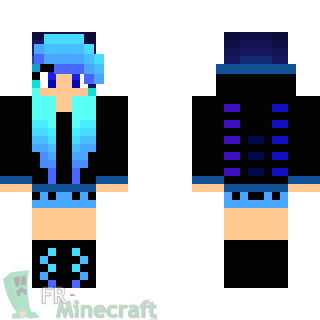 Aperçu de la skin Minecraft Fille DJ en bleu