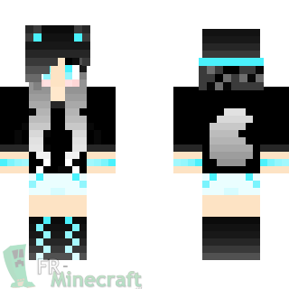 Aperçu de la skin Minecraft Fille panda turquoise.
