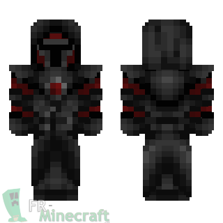 Aperçu de la skin Minecraft Sith masqué en noir et rouge - Star Wars