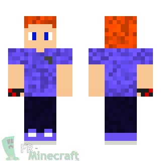 Aperçu de la skin Minecraft Garçon roux et T-shirt bleu