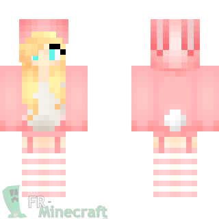 Aperçu de la skin Minecraft Fille en costume de lapin rose