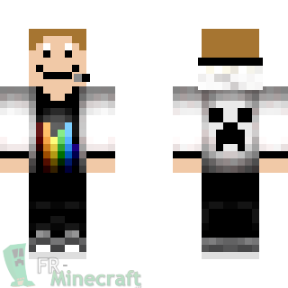 Aperçu de la skin Minecraft Garçon gamer T-shirt arc-en-ciel