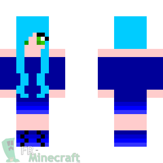 Aperçu de la skin Minecraft Fille aux cheveux bleus