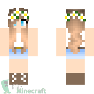 Aperçu de la skin Minecraft Fille en blanc et fleurs