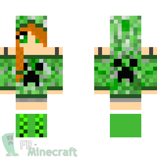 Aperçu de la skin Minecraft Fille déguisée en creeper