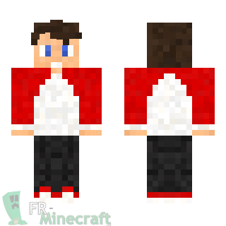 Aperçu de la skin Minecraft Garçon Pull Rouge et Blanc