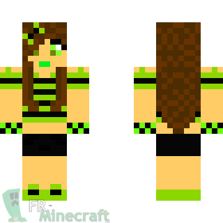 Aperçu de la skin Minecraft Fille stylé en vert