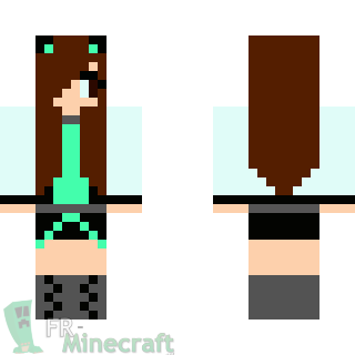 Aperçu de la skin Minecraft Fille en vert et blanc