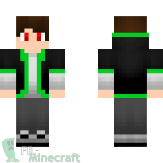 Aperçu de la skin Minecraft Garçon vert aux yeux rouges