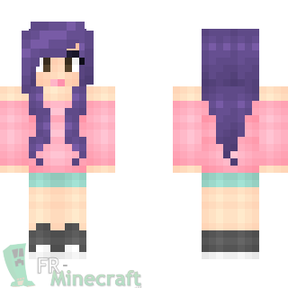 Aperçu de la skin Minecraft Fille au cheveux violets