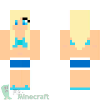 Aperçu de la skin Minecraft Fille blonde en bikini bleu