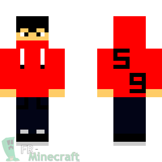 Aperçu de la skin Minecraft Garçon à cagoule rouge