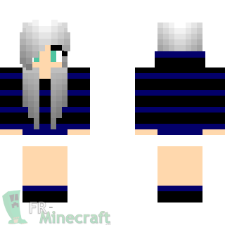 Aperçu de la skin Minecraft Fille en bleu et noire