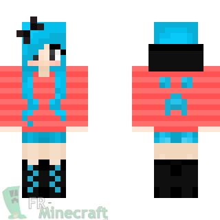 Aperçu de la skin Minecraft Fille au cheveux bleu