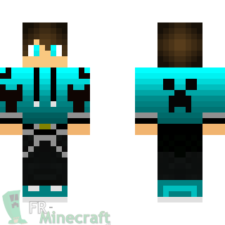 Aperçu de la skin Minecraft Garçon pull bleu ciel