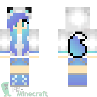 Aperçu de la skin Minecraft Fille loup en bleu et blanc