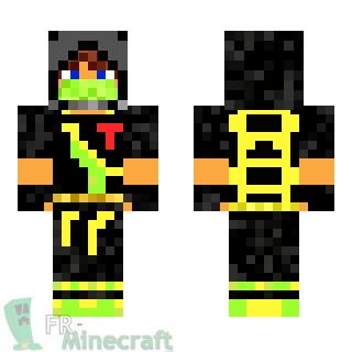 Aperçu de la skin Minecraft Ninja en noir et jaune