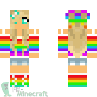 Aperçu de la skin Minecraft Fille arc en ciel