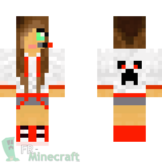 Aperçu de la skin Minecraft Fille casque rouge avec micro