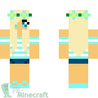 Aperçu de la skin Minecraft Fille avec une courrone de fleurs