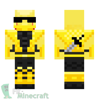 Aperçu de la skin Minecraft Pikachu avec des lunettes