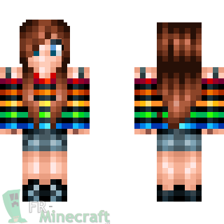 Aperçu de la skin Minecraft Fille débardeur arc en ciel