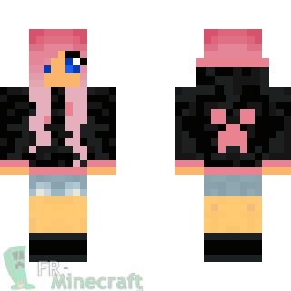 Aperçu de la skin Minecraft Fille au cheveux rose