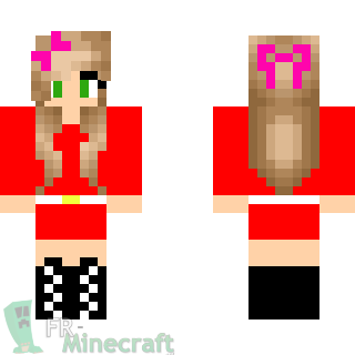 Aperçu de la skin Minecraft Fille en robe rouge