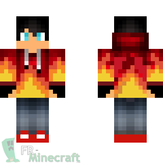 Aperçu de la skin Minecraft Garçon pull flammes