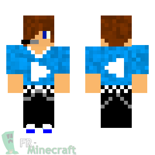 Aperçu de la skin Minecraft Garçon streamer en bleu