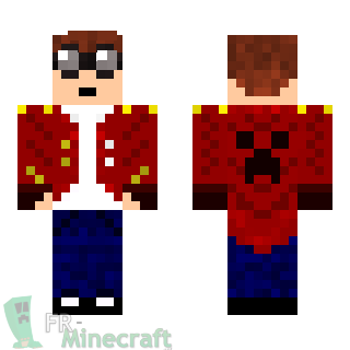 Aperçu de la skin Minecraft Garçon à lunettes et veste rouge