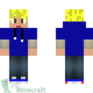 Aperçu de la skin Minecraft Garçon avec sweat a capuche bleu