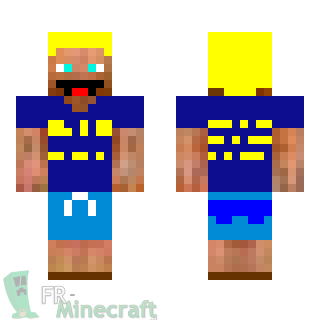 Aperçu de la skin Minecraft Garçon en bleu bouche ouverte