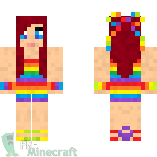 Aperçu de la skin Minecraft Fille en maille de bain arc en ciel