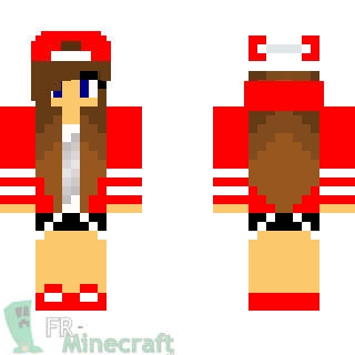 Aperçu de la skin Minecraft Fille tenue rouge