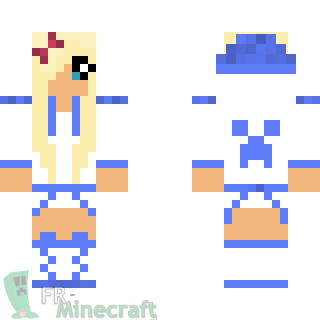 Aperçu de la skin Minecraft Fille en pull bleu et blanc