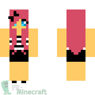 Aperçu de la skin Minecraft Fille aux cheveux rose